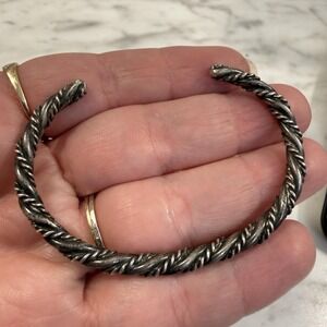 Vintage Sterling Silver Twisted Rope Braid Cuff Bracelet 6.25" 14 Grams